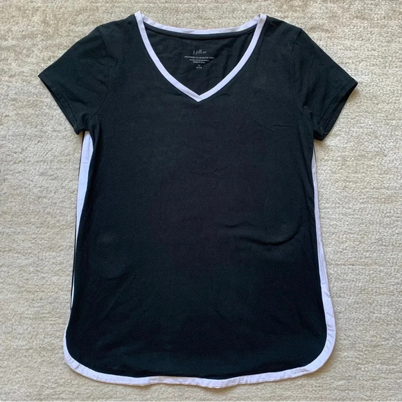 J. Jill Shirt Fit Progress Color Block Top Black White Activewear Golf XS Petite - Picture 1 of 4